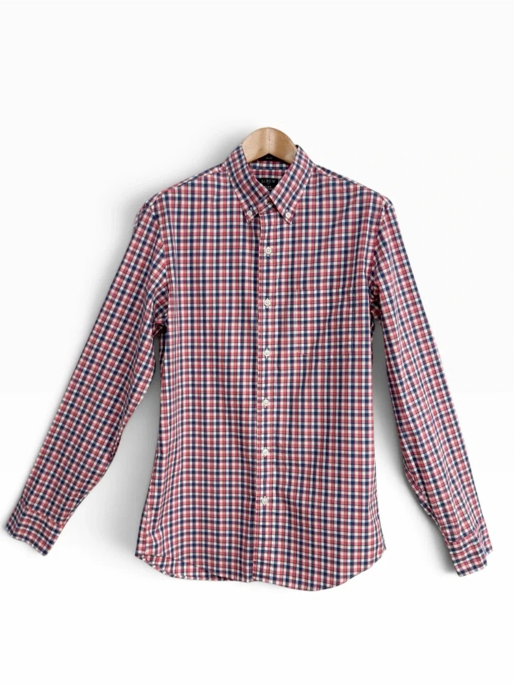 J.Crew Slim Cotton Oxford Shirt Pink Blue Gingham Check Mens Medium NWT Button